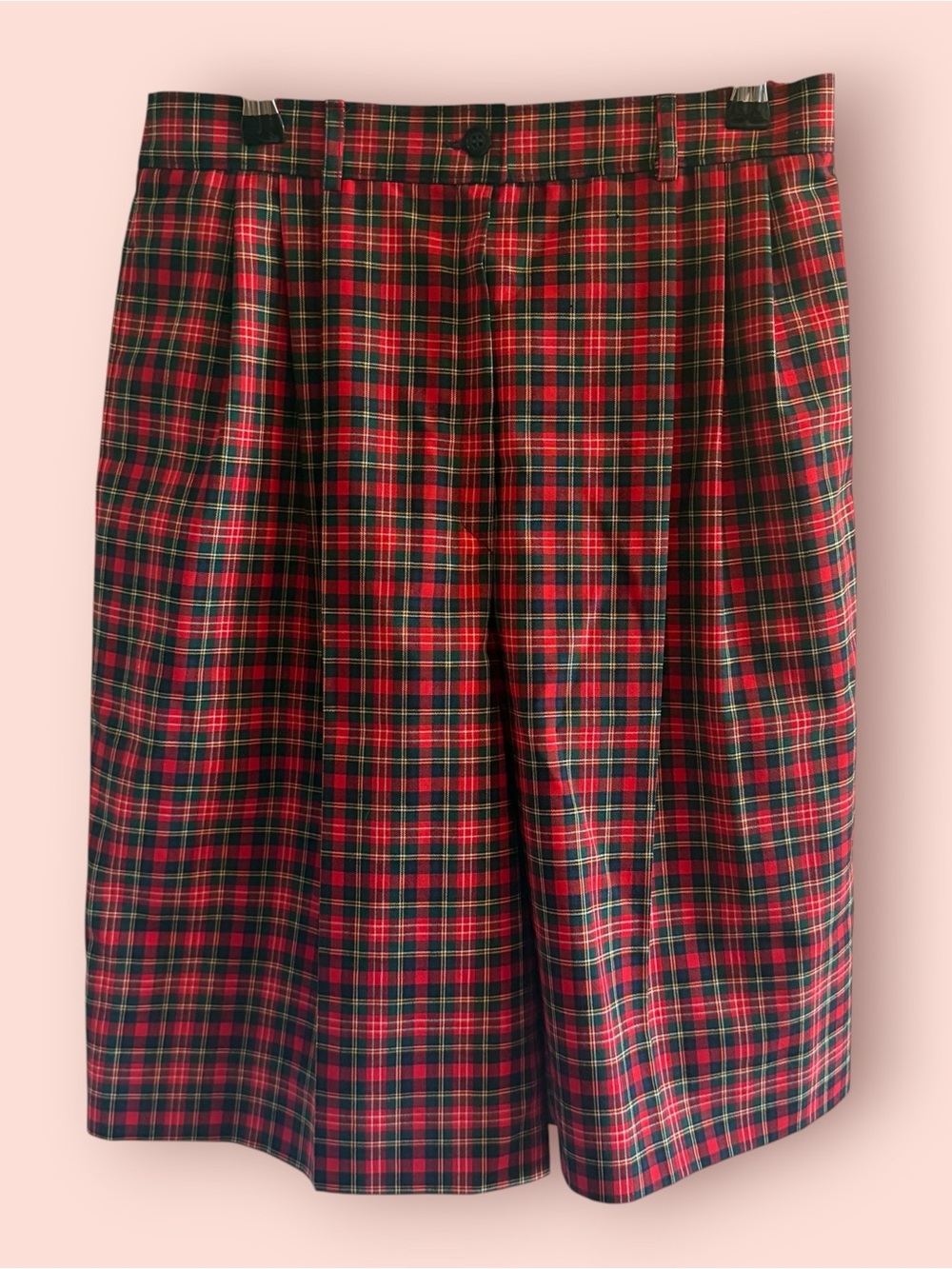 Vintage Pendleton Red Tartan Plaid Wool Culotte Shorts High Rise